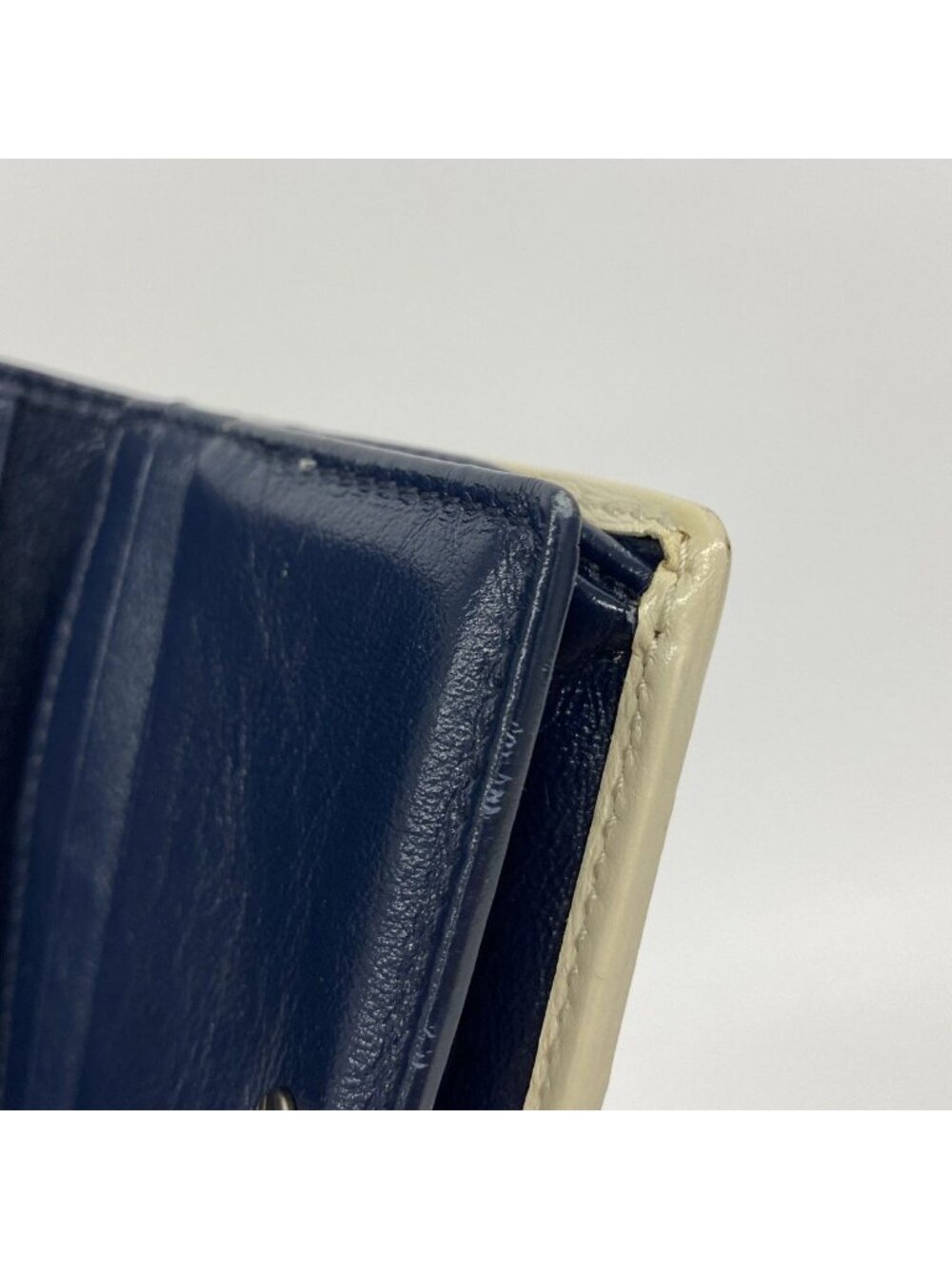 Gucci Wallet GG Marmont Leather Navy White Silver - Picture 7 of 8